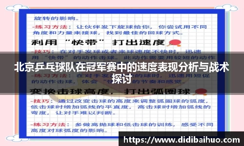 北京乒乓球队在冠军赛中的速度表现分析与战术探讨